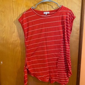 Women's red and white striped top